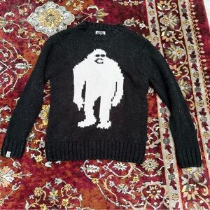 Black and White Bigfoot Graphic Sweater